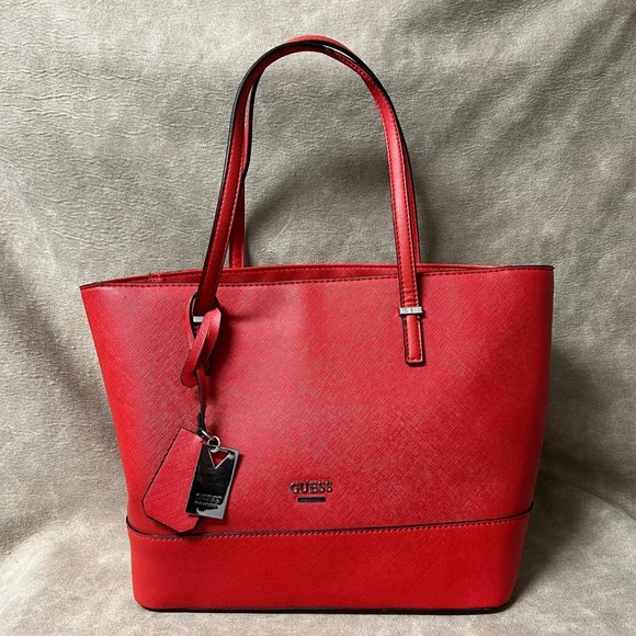 Guess Handbags - GUESS Faux Leather Red Tote Bag Purse